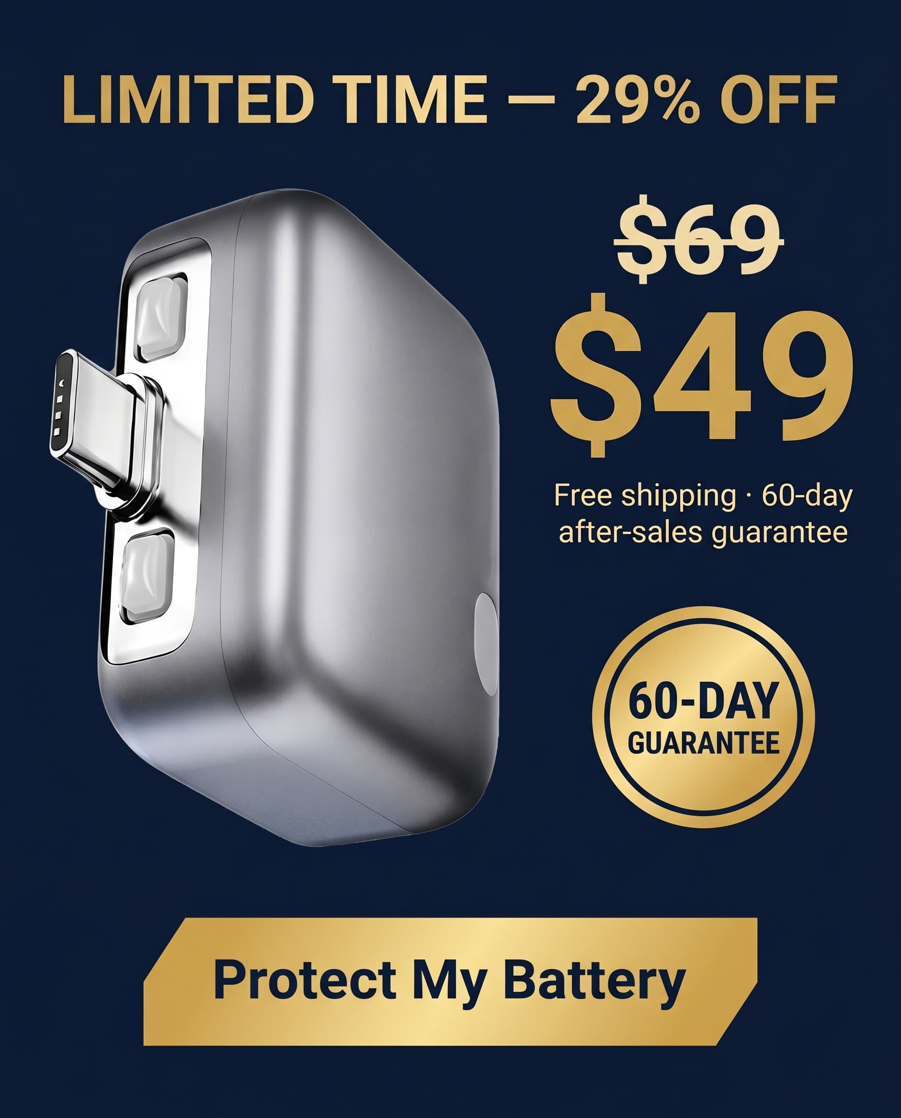Limited time — 29% off. Was $69, now $49. Free shipping and a 60-day after-sales guarantee.